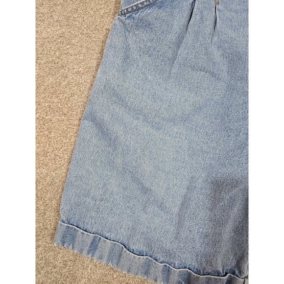 St. John's Bay Vtg Denim Shorts Cotton High Rise Elastic Waist Long Pleated Sz L - Picture 6 of 13